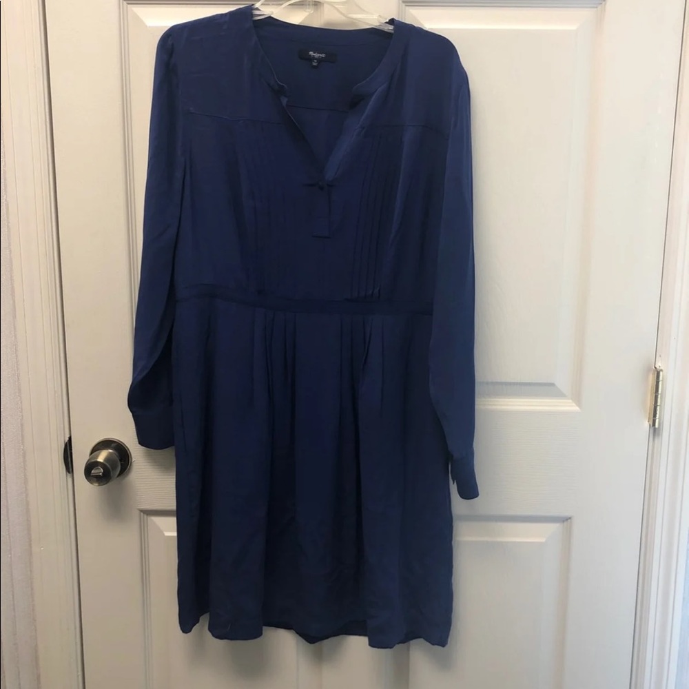 Madewell 100% Silk Pleated Shirtdress Dress 14